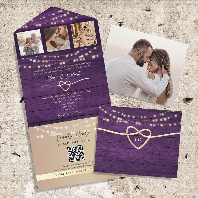Invitation Tout En Un 4 Code QR Photo Mariage (Créateur téléchargé)