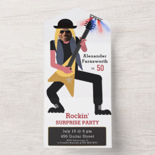 Invitation Tout En Un 50th Mens 🎸 🤣 Rockstar Anniversaire Guitare Funk