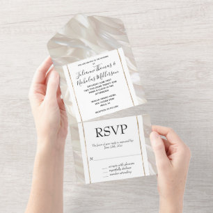 Invitation Tout En Un Abstrait Pearl White Shell