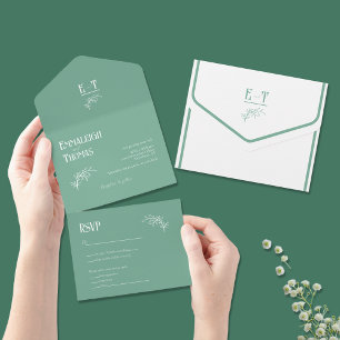 Invitation Tout En Un Acapulco Green Simple Mariage moderne