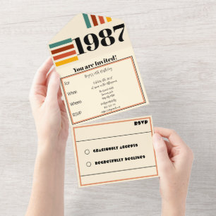 Invitation Tout En Un Affiche Rétro Vintage 1987 40e Anniversaire Noir
