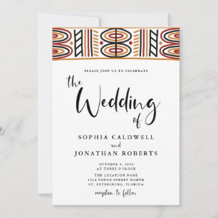 Invitation Tout en un Africain Motif Calligraphie Mariage