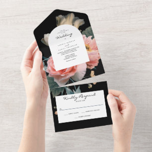 Invitation Tout En Un All in One Modern Romantic Floral Mariage Inviter