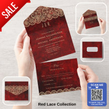 All In One Rustic Red Lace Mariage avec RSVP