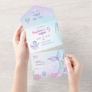 Invitation Tout En Un All in One Wedding Inviter Nautical thème annivers