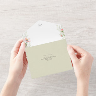 Invitation Tout En Un All in One Wedding Inviter pour un mariage fleur s