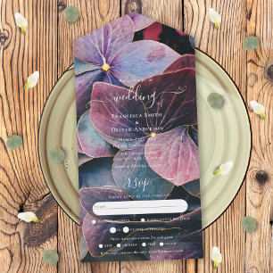 Invitation Tout En Un All Inclusive Blue Purple Hydrangeas Wedding RSVP