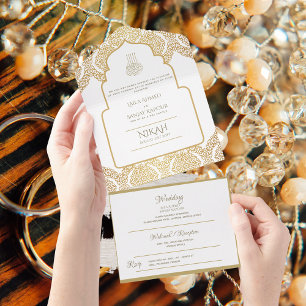 Invitation Tout En Un All Inclusive Gold Musulman Nikah Mariage