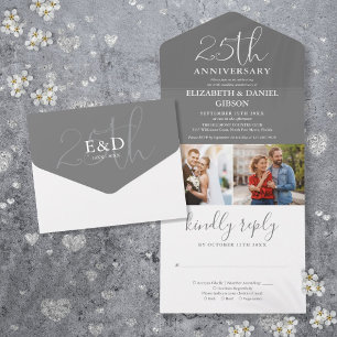 Invitation Tout En Un Alors et maintenant 2 Photo 25e anniversaire de ma