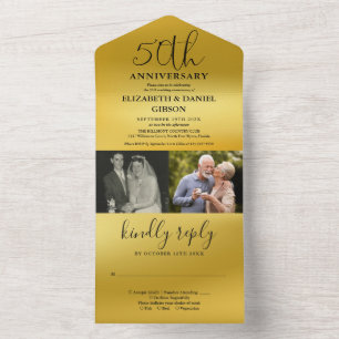 Invitation Tout En Un Alors et maintenant 2 Photo 50e anniversaire de ma