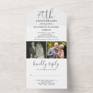 Invitation Tout En Un Alors et maintenant 2 Photo 70e anniversaire de ma