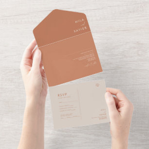 Invitation Tout En Un Ambre toscan   Mariage minimaliste moderne