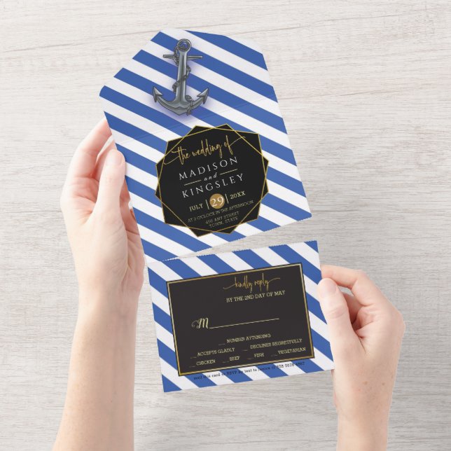 Invitation Tout En Un Ancre nautique Fabuleux Mariage de voile (Déchirure)