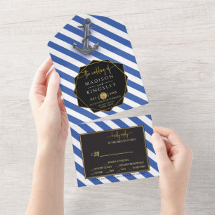 Invitation Tout En Un Ancre nautique Fabuleux Mariage de voile