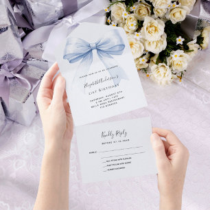 Invitation Tout En Un Anniversaire bleu clair de la bête rsvp