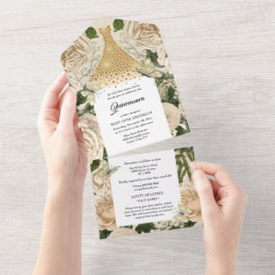 Invitation Tout En Un Anniversaire de la gobe mousseuse de pêche à l'or