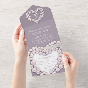 Invitation Tout En Un Anniversaire de mariage perle 30 ans événement tou