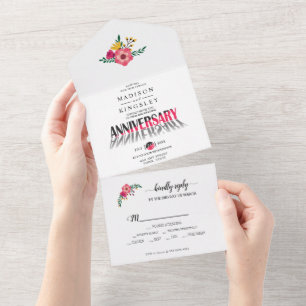 Invitation Tout En Un Anniversaire des fleurs magnifiques