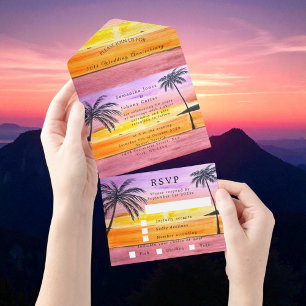 Invitation Tout En Un Anniversaire du Mariage tropical de la plage