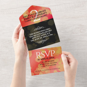 Invitation Tout En Un Anniversaire élégant du 2ème Mariage Garnet