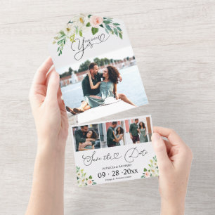 Invitation Tout En Un Annonce de fiançailles et mise en garde de la date