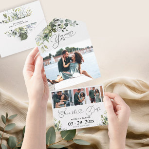 Invitation Tout En Un Annonce de fiançailles et mise en réserve de la da