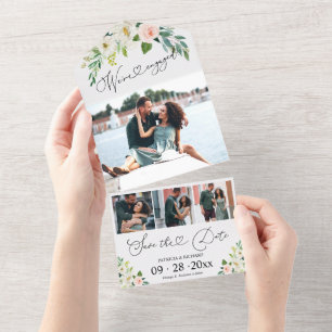 Invitation Tout En Un Annonce de fiançailles florale et save the date