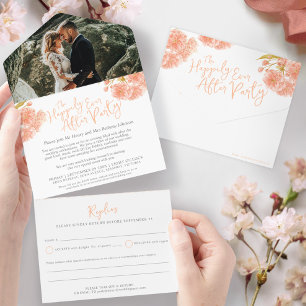 Invitation Tout En Un Après la fête de mariage photo pêche printemps fle