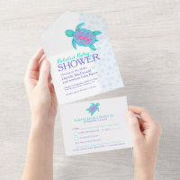 Aqua de tortue d'aquarelle de Baby shower