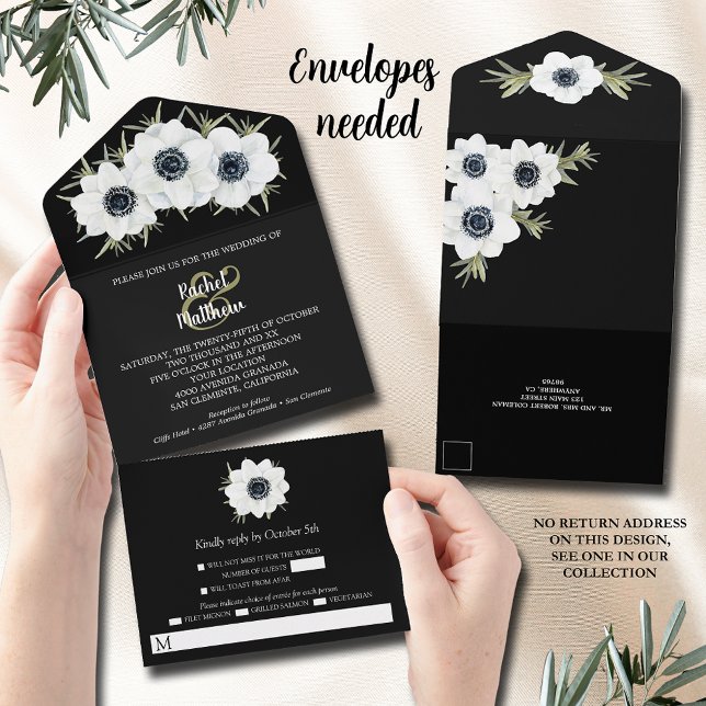 Invitation Tout En Un Aquarelle Anemone Mariage Floral (Créateur téléchargé)