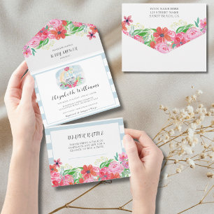 Invitation Tout En Un Aquarelle Bébé Koala Avec Lune Tout En Un