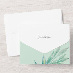 Invitation Tout En Un Aquarelle botanique verte bleue minimale