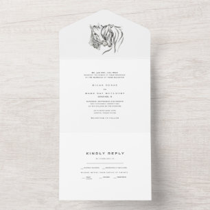 Invitation Tout En Un Aquarelle Chevaux Simple Mariage blanc