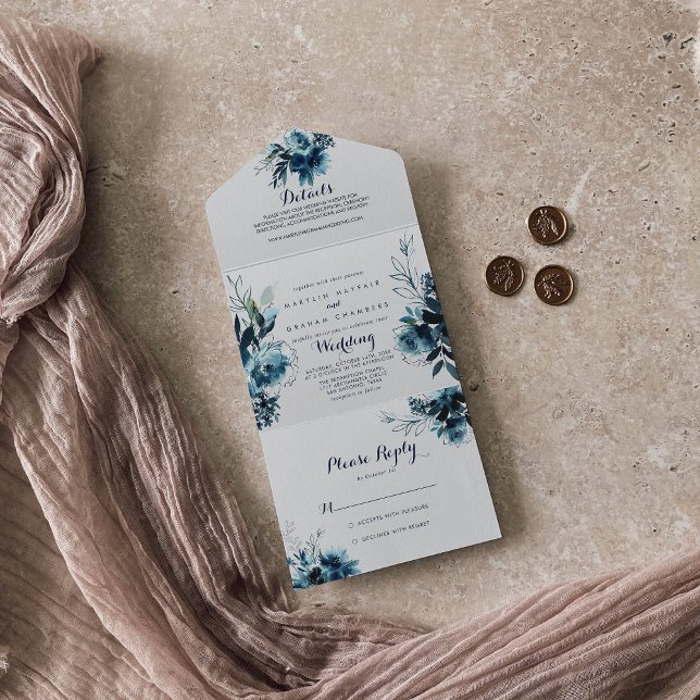 Invitation Tout En Un Aquarelle classique Mariage (Créateur téléchargé)