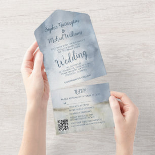 Invitation Tout En Un Aquarelle de plage tout en un mariage Inviter plag