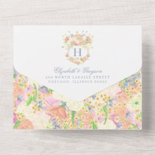 Invitation Tout En Un Aquarelle Floral Jardin Mariage Crest