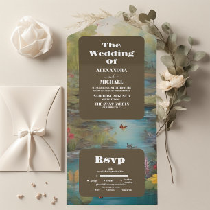 Invitation Tout En Un Aquarelle Floral Spring Mountains Mariage