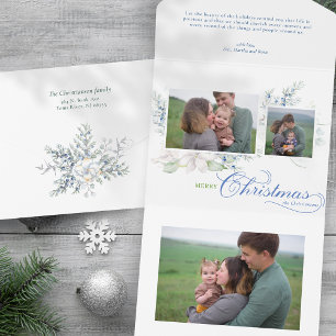 Invitation Tout En Un Aquarelle Joyeux Script de Noël Juniper 3 photos