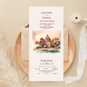 Invitation Tout En Un Aquarelle Mexique Mariage de Destination Cancun