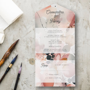 Invitation Tout En Un Aquarelle peinte Moderne Pastel Printemps Mariage