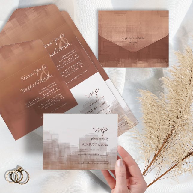 Invitation Tout En Un Aquarelle Réflexions Mariage Argile ID774 (Créateur téléchargé)