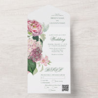 Aquarelle romantique Fleurs roses Mariage de jardi