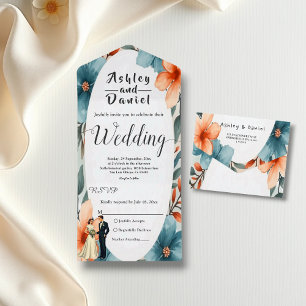 Invitation Tout En Un Aquarelle romantique Floral Bride Et Mariage de ch