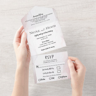 Invitation Tout En Un Aquarelle rougissante Minimale chic Mariage modern