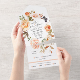 Invitation Tout En Un Aquarelle Rustique Automne Mariage Floral