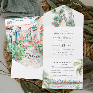 Invitation Tout En Un Aquarelle Sayulita Mexique Mariage