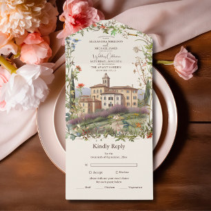 Invitation Tout En Un Aquarelle Toscane Italie Destination Mariage