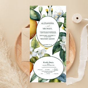 Invitation Tout En Un Aquarelle vintage Mariage d'agrumes d'été