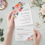 Invitation Tout En Un Aquarelle Whimsical Botanical Floral Mariage<br><div class="desc">Apportez la beauté de la nature à votre journée spéciale avec cette Aquarelle Whimsical Botanical Floral Mariage All In One Invitation! Ce design élégant et romantique présente de délicats flancs d'aquarelle dans les tons rose, violet et vert. La carte RSVP détachable permet à vos invités de répondre facilement, et le...</div>