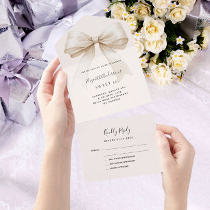 Invitation Tout En Un Arbalète crème beige Sweet 16 rsvp